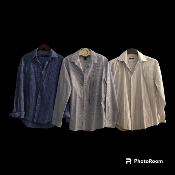 3 Casual Button Down Shirts  - Men Size L - Ralph Lauren, H&M, Alfani - Picture 1 of 12